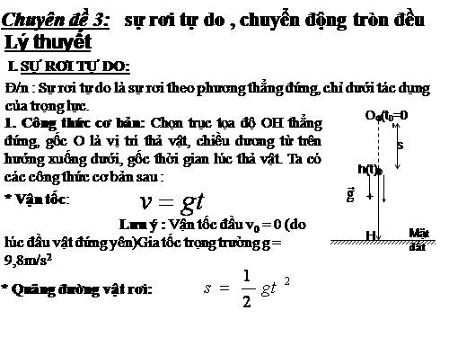 chuyên đề 3_ sự rơi tự do, chuyển động tròn đều
