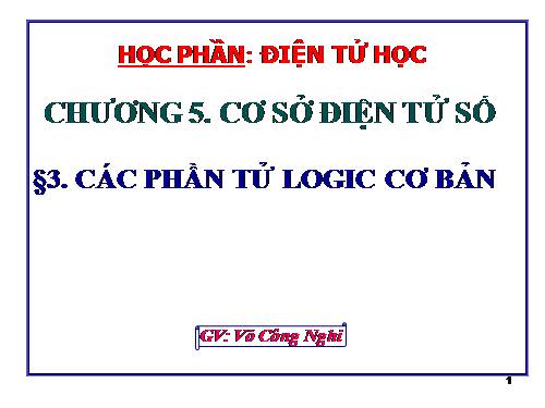 Cac phan tu logic co ban (Dien tu hoc)