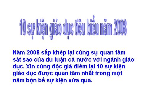 10 sự kiện Giáo dục nổi bật 2008