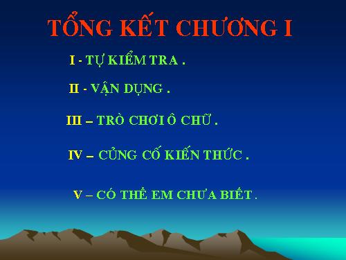 tổng kết chương I