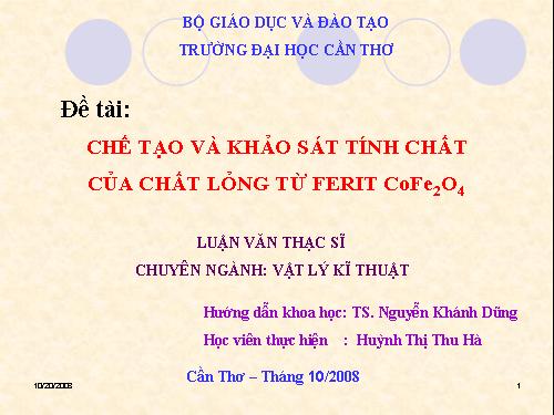 Chế tạo và khảo sát tính chất của chất lỏng từ ferit CoFe2O4