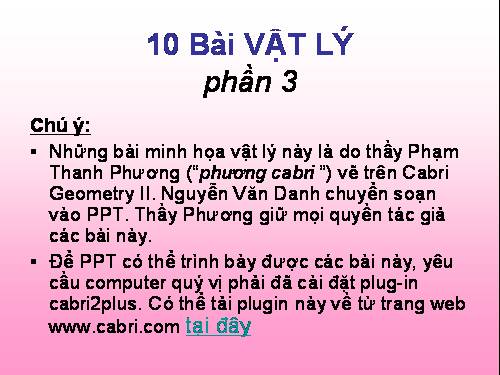 10 bài minh họa vật lý - phần 3 và hết