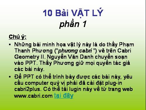 10 bài minh hoạ Vật Lý - phần 1