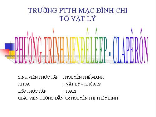 Phương trình Claperon - Mendeleep