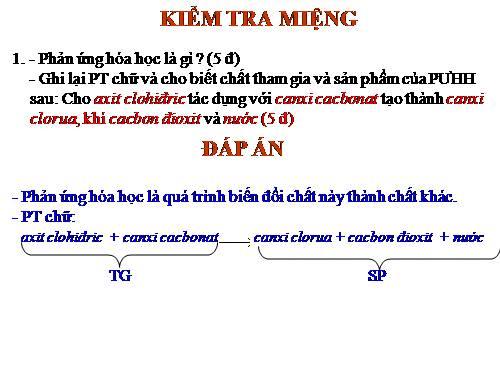 Bài 13. Phản ứng hoá học