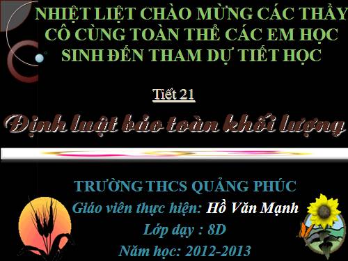 Bài 15. Định luật bảo toàn khối lượng