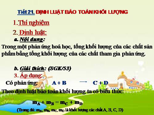 Bài 15. Định luật bảo toàn khối lượng