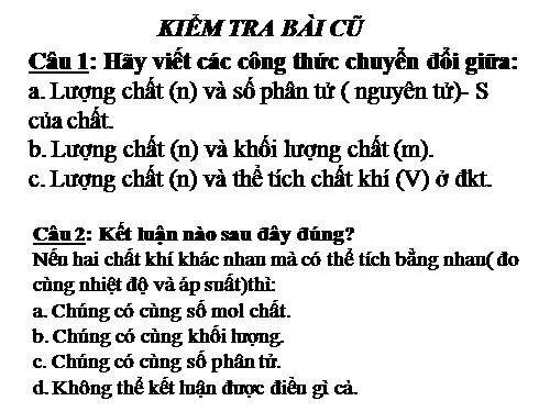 Bài 19. Chuyển đổi giữa khối lượng, thể tích và lượng chất