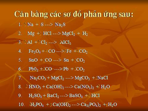 cân bằng PTHH