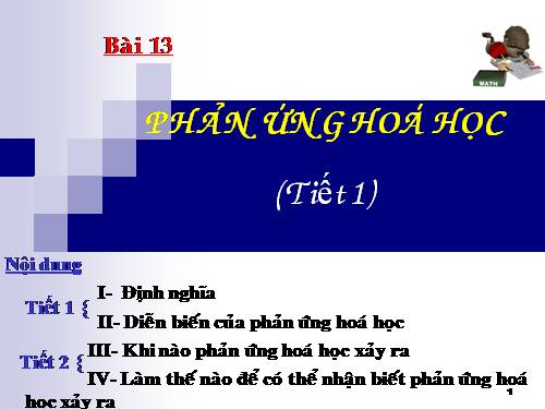 Bài 13. Phản ứng hoá học