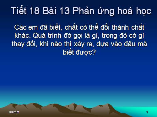 Bài 13. Phản ứng hoá học