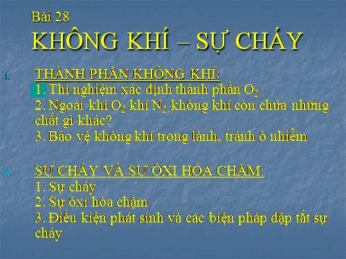 Bài 28. Không khí - Sự cháy