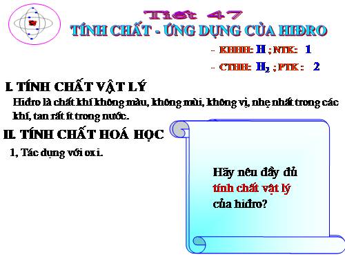 Bài 31. Tính chất - Ứng dụng của hiđro