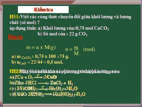 Bài 22. Tính theo phương trình hoá học