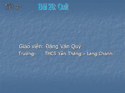 Bài 26. Oxit