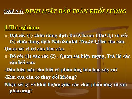 Bài 15. Định luật bảo toàn khối lượng