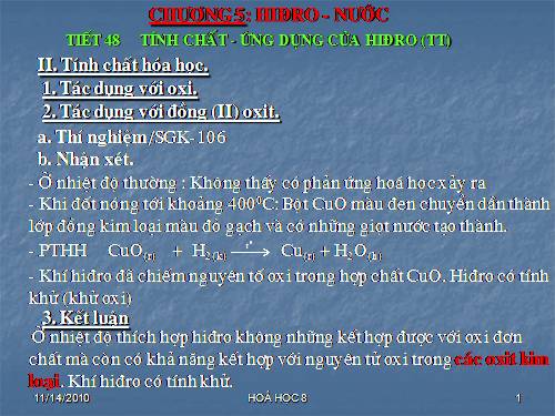 Bài 31. Tính chất - Ứng dụng của hiđro