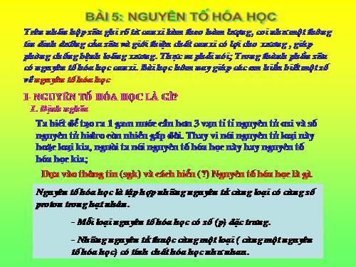 Bài 5. Nguyên tố hoá học