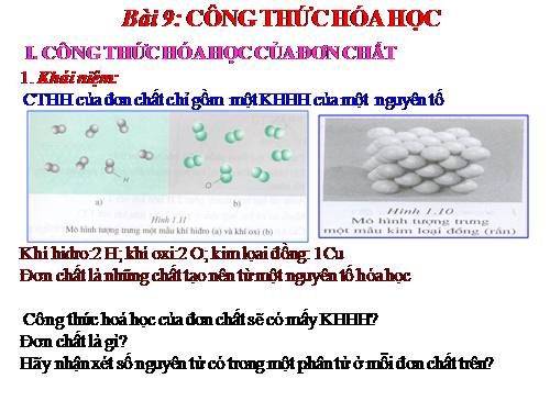 Bài 9. Công thức hoá học