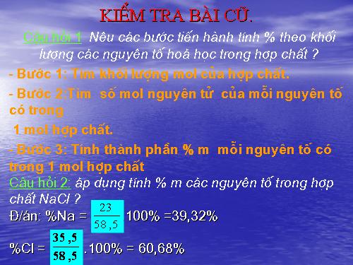 Bài 21. Tính theo công thức hoá học