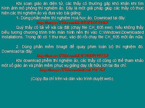 Thí nghiệm Hóa học (ảo) để soạn Giáo án ĐT