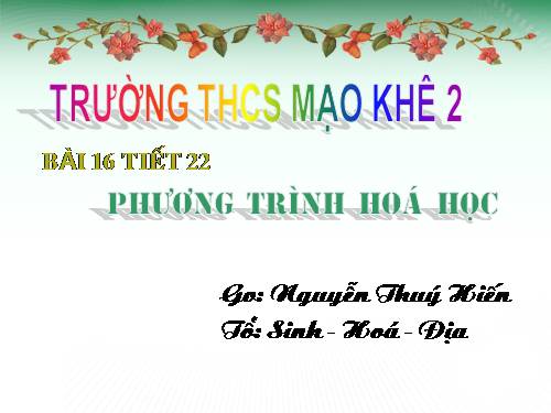 Bài 16. Phương trình hoá học