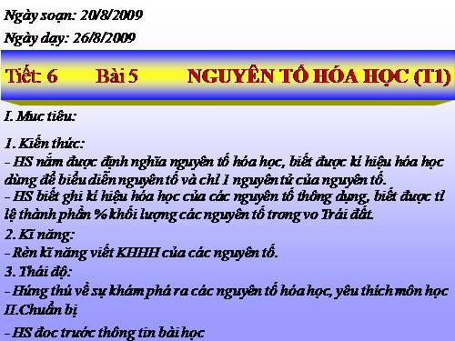 Bài 5. Nguyên tố hoá học