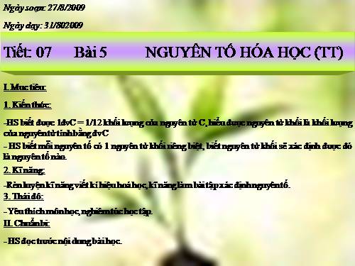 Bài 5. Nguyên tố hoá học