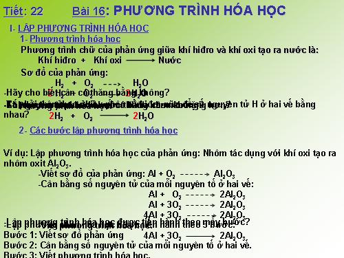 Bài 16. Phương trình hoá học