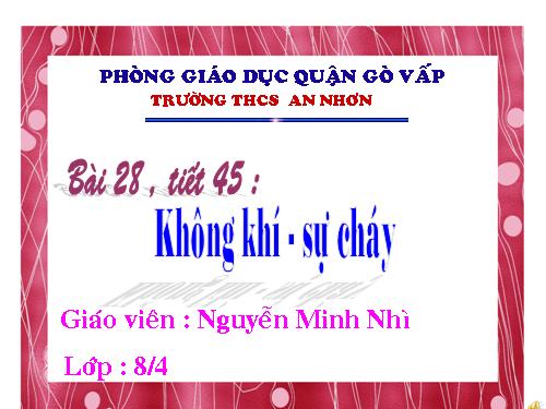 Bài 28. Không khí - Sự cháy