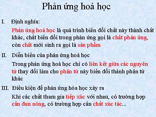 Bài 13. Phản ứng hoá học