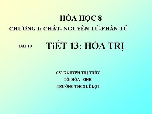 Bài 10. Hoá trị