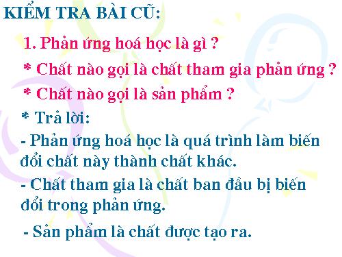 Bài 13. Phản ứng hoá học