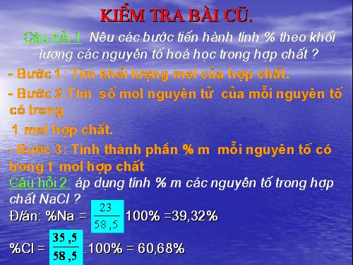 Bài 21. Tính theo công thức hoá học