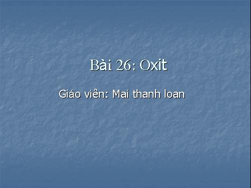 Bài 26. Oxit