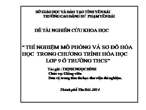 Thí nghiệm mô phỏng hoá học lớp 9