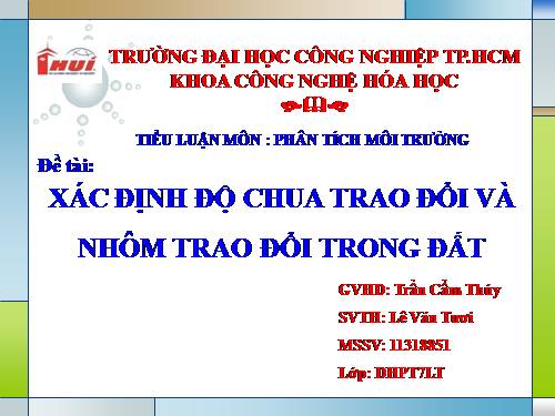 phân tích độ chua trao đổi và nhôm trao đổi