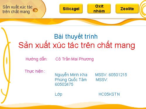 TỔNG HỢP XÚC TÁC TRÊN CHẤT MANG