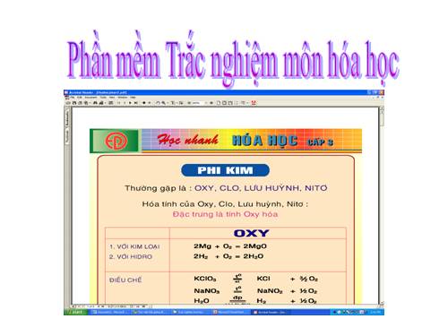 Phần mềm trắc nghiệm hóa học dung lượng 31MB