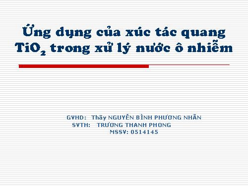 xúc tác quang TiO2 trong xử lý nước thải