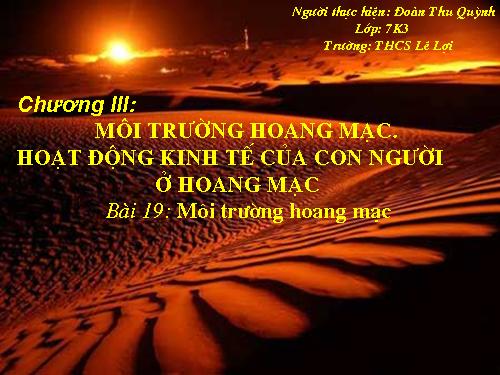 Bài 19: Môi trường hoang mạc