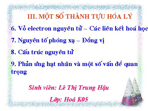 Một số thành tựu hóa lý