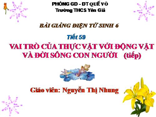 Bài 48. Vai trò của thực vật đối với động vật và đối với đời sống con người