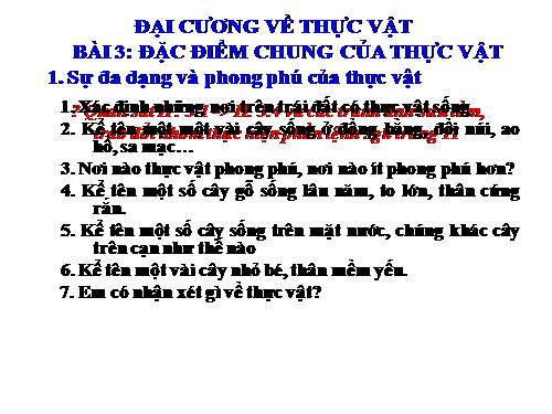 Bài 3. Đặc điểm chung của thực vật