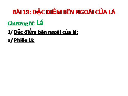 Bài 19. Đặc điểm bên ngoài của lá