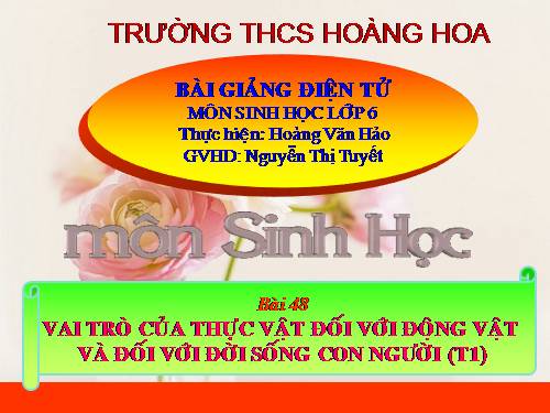 Bài 48. Vai trò của thực vật đối với động vật và đối với đời sống con người