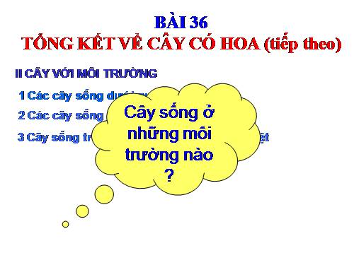 Bài 36. Tổng kết về cây có hoa