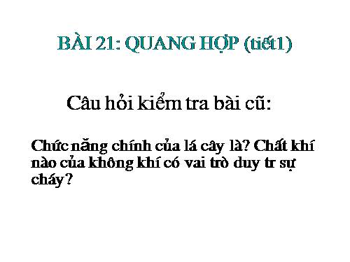 Bài 21. Quang hợp