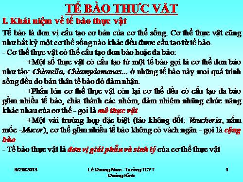 Bài 7. Cấu tạo tế bào thực vật