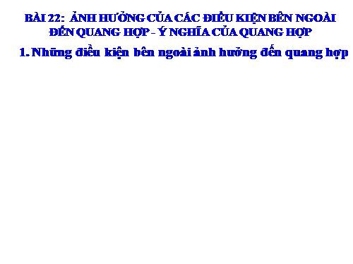 Bài 22. Ảnh hưởng của các điều kiện bên ngoài đến quang hợp, ý nghĩa của quang hợp